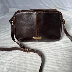 Dark Brown Leather Crossbody Bag